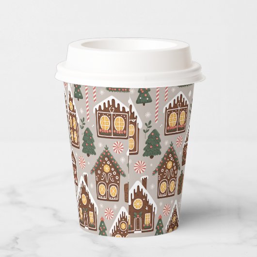 Gobelets En Papier Christmas Gingerbread Houses Holiday Pattern (Droite)