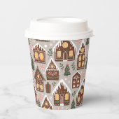 Gobelets En Papier Christmas Gingerbread Houses Holiday Pattern (Recto)