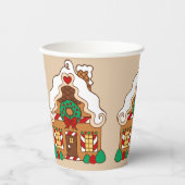 Gobelets En Papier Christmas Gingerbread Maison Café Boisson Papier (Recto)