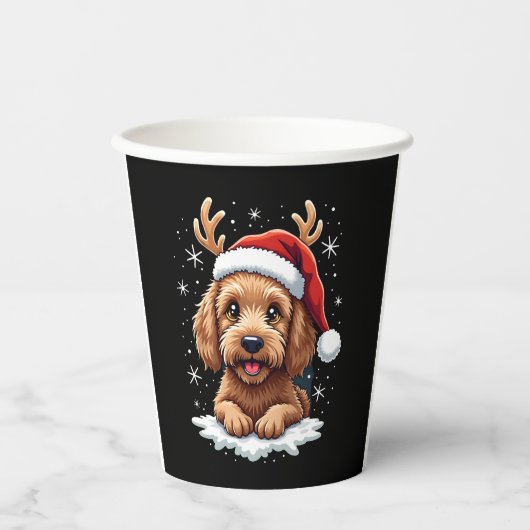 Gobelets En Papier Christmas Goldendoodle Dog Reindeer Holiday Doodle (Recto)
