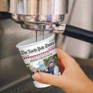 Gobelets En Papier Christmas Holiday mignon Photo Whimsical Newspaper