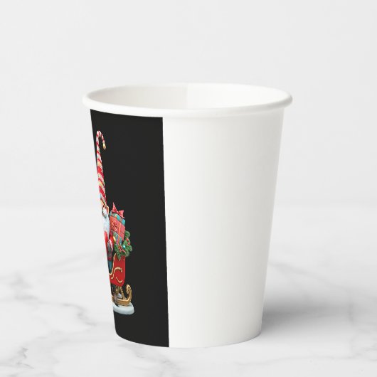 Gobelets En Papier Christmas Light Gnome Santa Claus Riding Sleigh Hi (Gauche)