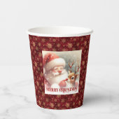 Gobelets En Papier Christmas Paper Cups Featuring Cute Santa Rudolph (Verso)