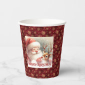 Gobelets En Papier Christmas Paper Cups Featuring Cute Santa Rudolph (Recto)