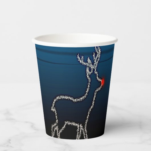 Gobelets En Papier Christmas Party Reindeer Tree Blue Sky Shiny Stars (Recto)