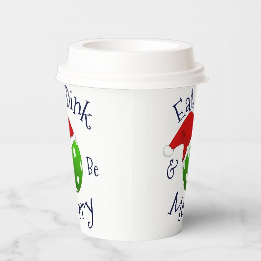 Gobelets En Papier Christmas Pickleball Mange Dink and Be Joyeux (Droite)