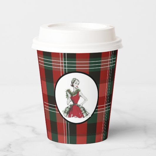 Gobelets En Papier Christmas Plaid Paper Cup  (Recto)