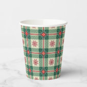 Gobelets En Papier Christmas Red Snowflakes Green Checks Pattern (Gauche)
