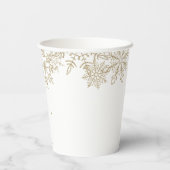 Gobelets En Papier Christmas Reindeer Anniversaire Gold Snowflakes (Verso)