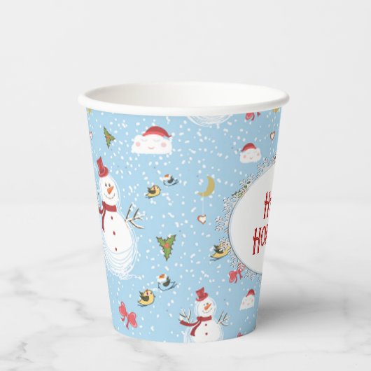 Gobelets En Papier Christmas Snowman (Recto)