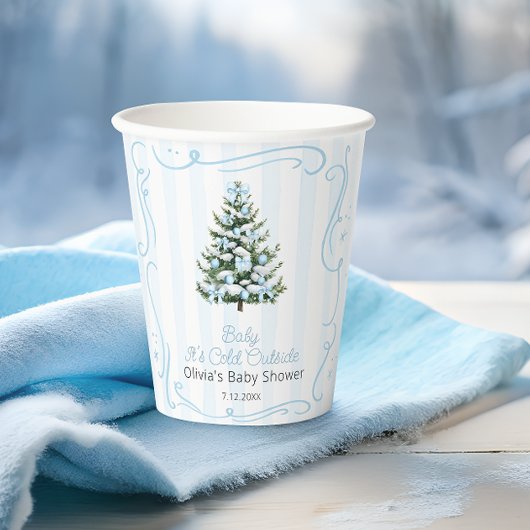 Gobelets En Papier Christmas Tree Blue Winter Baby Shower