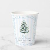 Gobelets En Papier Christmas Tree Blue Winter Baby Shower (Recto)