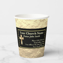 Gobelets En Papier Church Pastor Gold And Black Classy