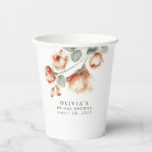 Gobelets En Papier Chute Aquarelle Fleurs Élégante Douche de fête (Recto)