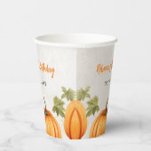 Gobelets En Papier Chute Burnt Orange Citrouille Patch Anniversaire (Droite)