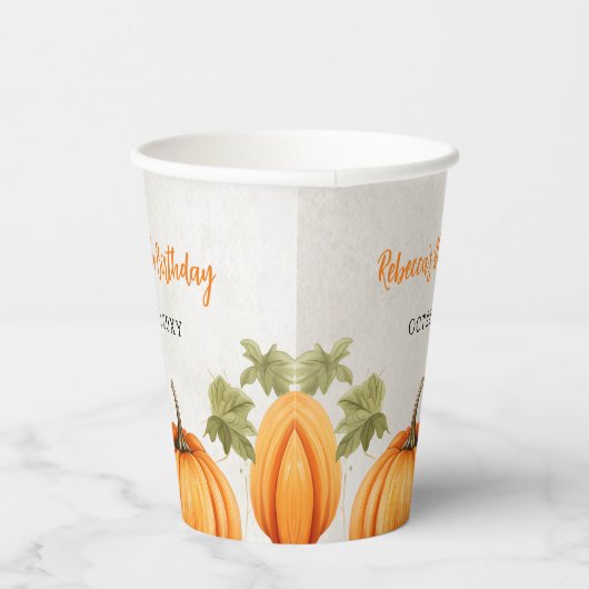 Gobelets En Papier Chute Burnt Orange Citrouille Patch Anniversaire (Droite)