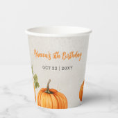 Gobelets En Papier Chute Burnt Orange Citrouille Patch Anniversaire (Recto)