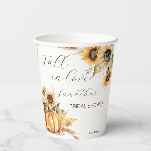 Gobelets En Papier Chute d'amour boho citrouille tournesol vaisselle (Verso)