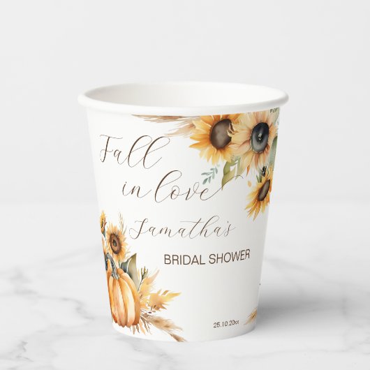 Gobelets En Papier Chute d'amour boho citrouille tournesol vaisselle (Recto)