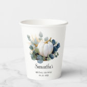 Gobelets En Papier Chute d'amour citrouilles blancs et verdure (Verso)