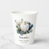 Gobelets En Papier Chute d'amour citrouilles blancs et verdure (Recto)