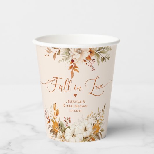 Gobelets En Papier Chute d'amour élégant rustique douche nuptiale (Recto)