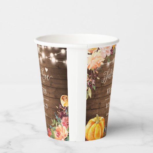 Gobelets En Papier Chute en amour Automne Floral String Mariage (Droite)