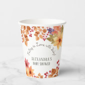 Gobelets En Papier Chute en amour Baby shower d'automne fleuri (Recto)