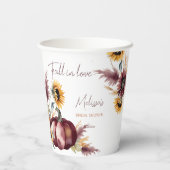 Gobelets En Papier Chute en amour boho citrouille tournesol douche nu (Verso)