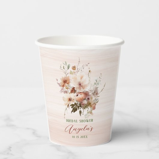 Gobelets En Papier Chute en amour Fleurs en terre cuite Aquarelle béb (Verso)