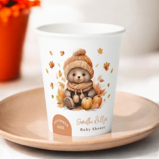 Gobelets En Papier Chute En Amour Petit Citrouille Ours Teddy