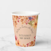 Gobelets En Papier Chute en amour Rustique Floral Baby shower d'autom (Recto)
