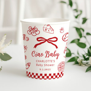Gobelets En Papier Ciao Baby Dessin à la main Arc Bow Baby Shower