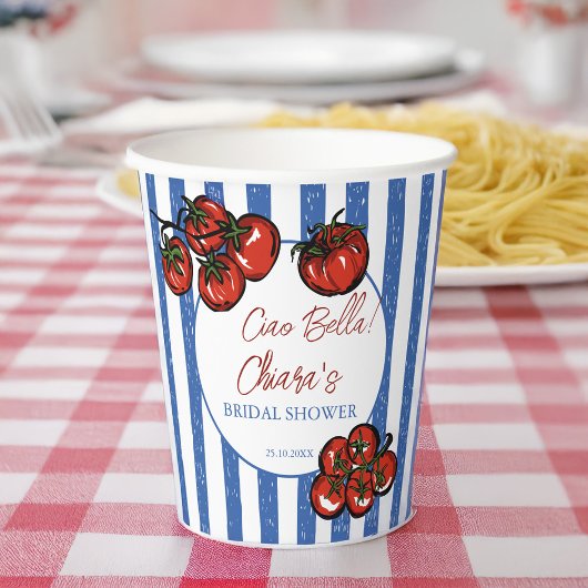 Gobelets En Papier Ciao bella tomato stripes Italian bridal shower