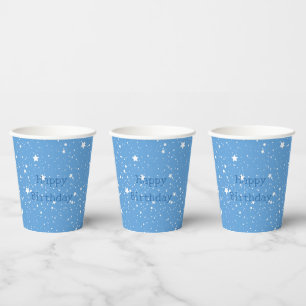 Gobelets En Papier Ciel blanc bleu d'anniversaire d'étoiles