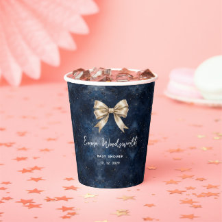 Gobelets En Papier Ciel de Nuit Bleu Marine Lavé Baby Shower Golden B