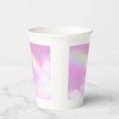 Gobelets En Papier Ciel rose pastel avec arc-en-ciel jaune (Droite)