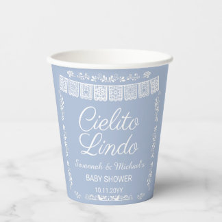 Gobelets En Papier Cielito Lindo Baby Shower Bleu Papier Picado