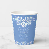 Gobelets En Papier Cielito lindo bleu poussiéreux baby shower mexicai (Recto)