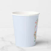Gobelets En Papier Cimier floral Monogramme Baby shower bleu (Droite)