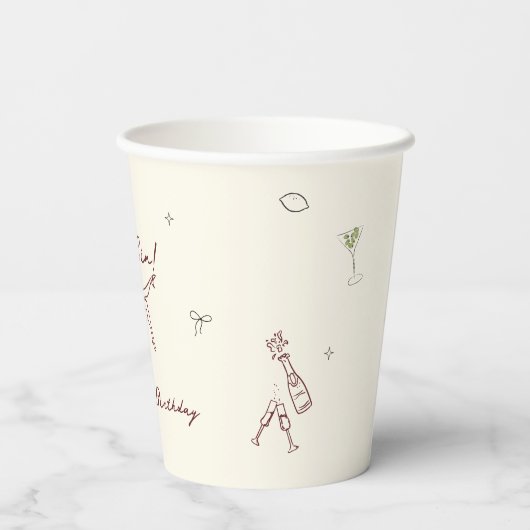 Gobelets En Papier Cin Cin Martini Marron Excentrique Dessiné à la Ma (Verso)