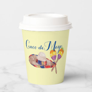 Gobelets En Papier Cinco de Mayo 8oz Paper Cup, Lid : Lid