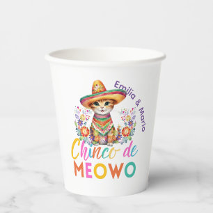 Gobelets En Papier Cinco De Meowo Cute Cat Fiesta