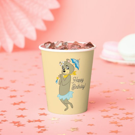 Gobelets En Papier Cindy Bear tenant le parasol (Insitu)