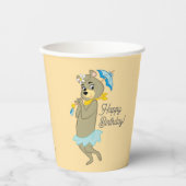 Gobelets En Papier Cindy Bear tenant le parasol (Recto)
