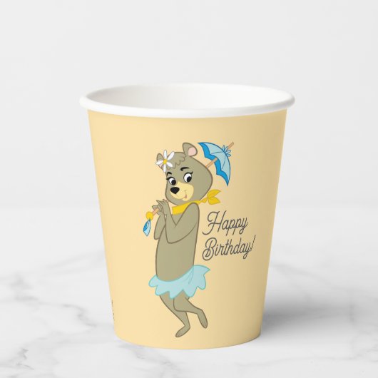 Gobelets En Papier Cindy Bear tenant le parasol (Recto)