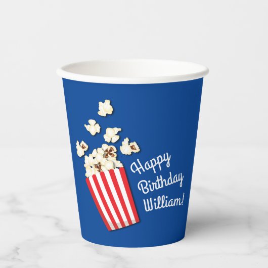 Gobelets En Papier Cinéma Popcorn fête d'anniversaire (Recto)