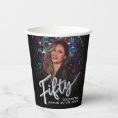 Gobelets En Papier Cinquante 50e anniversaire script photo noir argen (Recto)