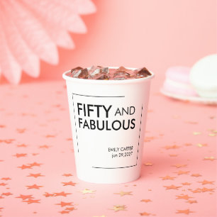 Gobelets En Papier Cinquante ans et Fabuleux Photo Anniversaire 50 an