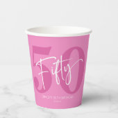 Gobelets En Papier Cinquante-cinquantième anniversaire rose (Recto)